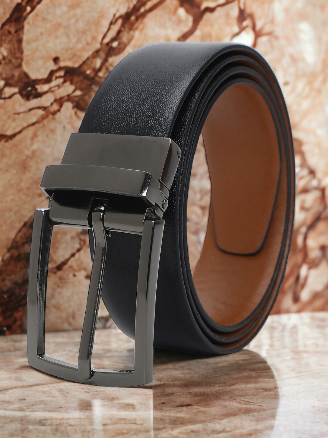 

CRUSSET Men Leather Reversible Formal Belt, Black