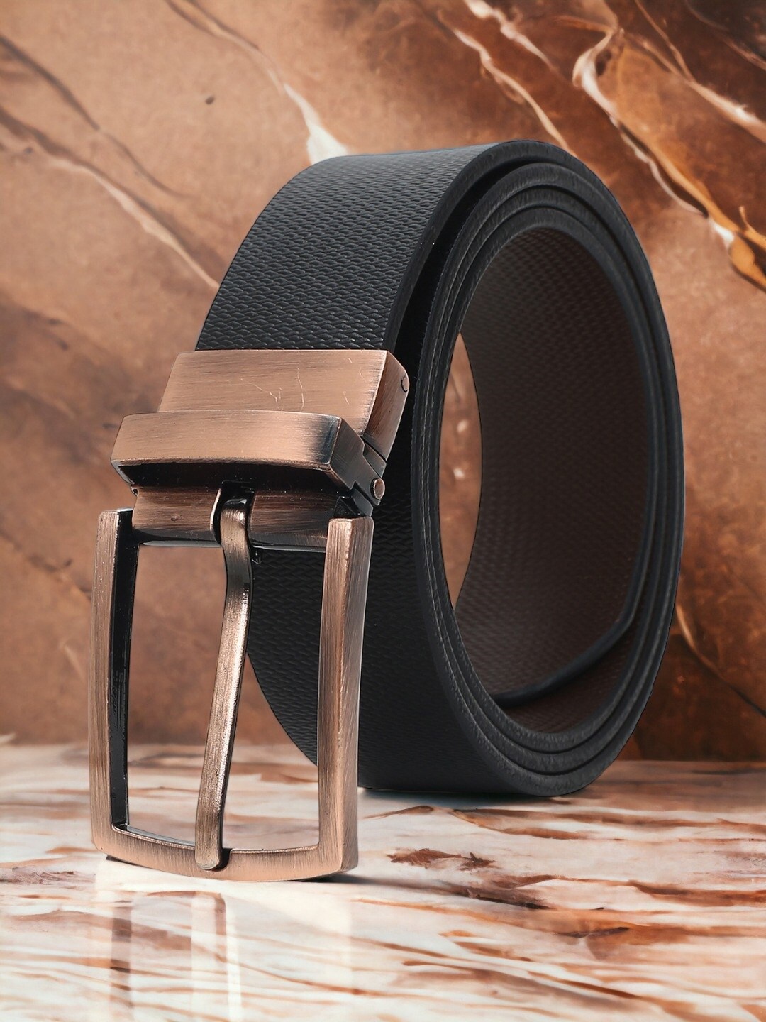

CRUSSET Men Leather Reversible Formal Belt, Black