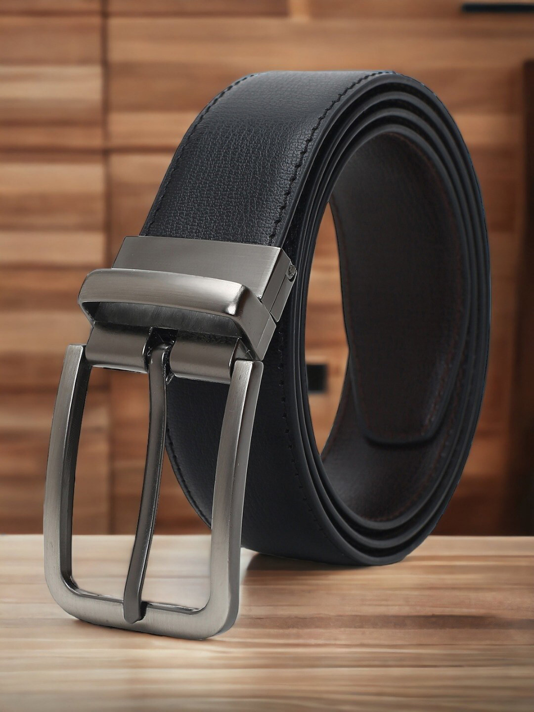 

CRUSSET Men Textured Reversible Formal Belt, Black
