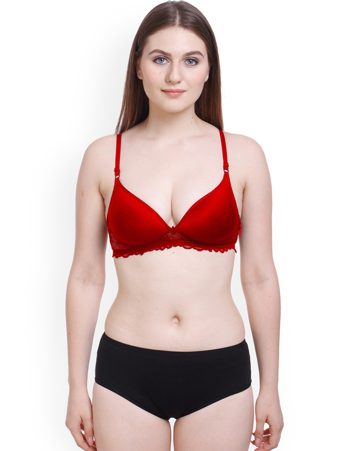 

AROUSY Self Design Cotton Lingerie Set, Red