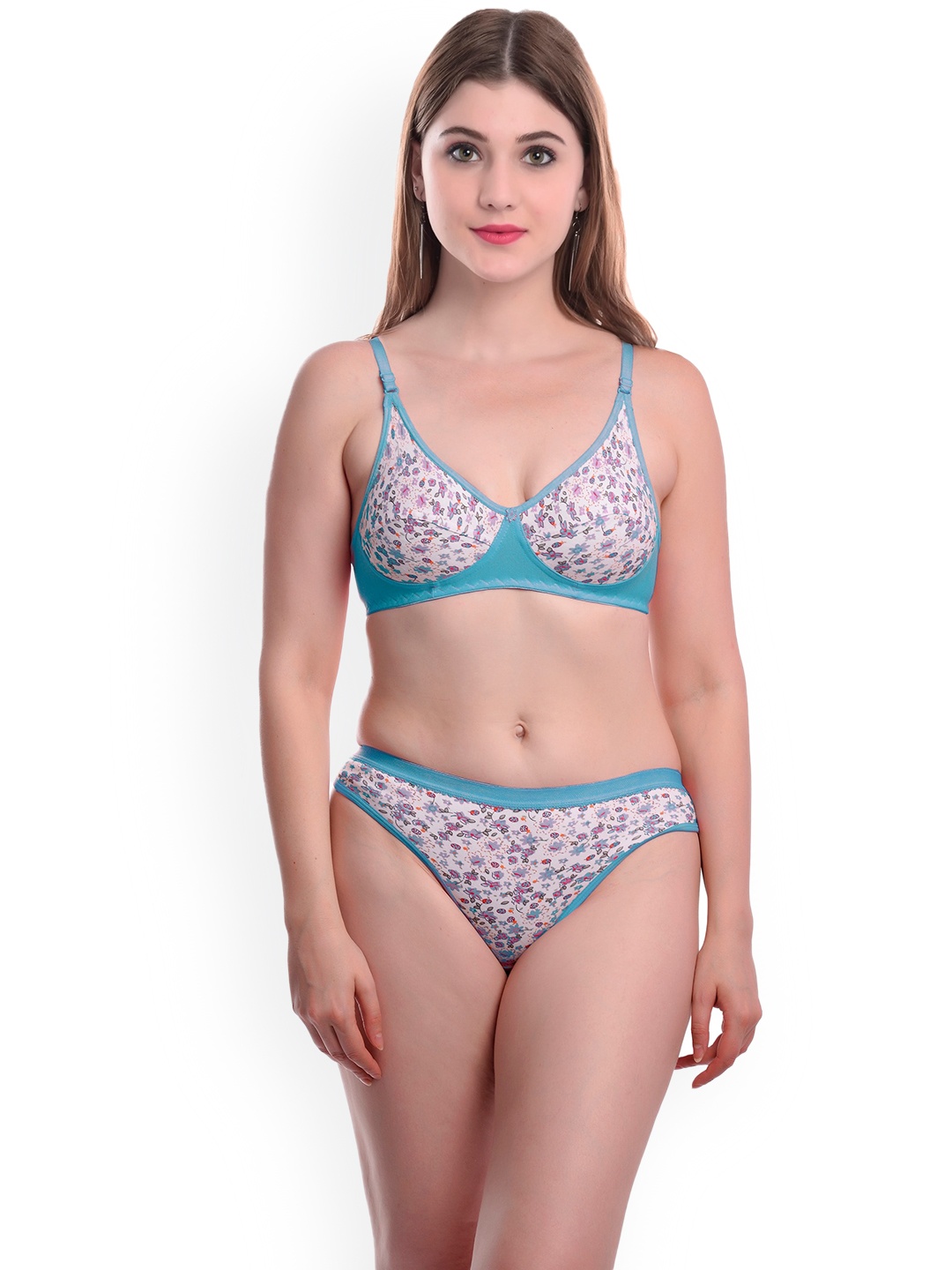 

AROUSY Printed Cotton Lingerie Set BY_Madhu Set_Blue_36