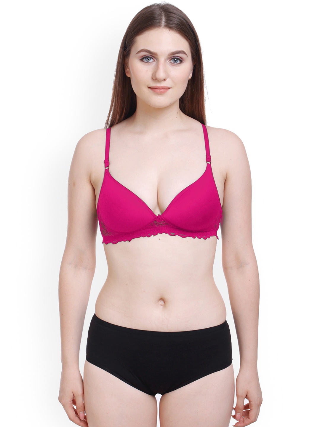 

AROUSY Lightly Padded Cotton Laced Lingerie Set BY_Pd Set_Pink_40