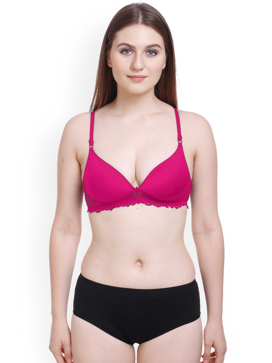 

AROUSY Self Design Laced Cotton Lingerie Set BY_Pd Set_Pink_30