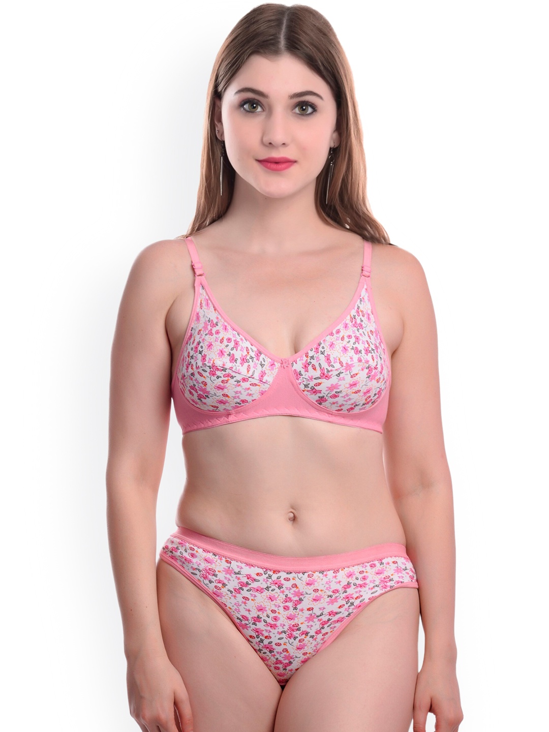 

AROUSY Floral Printed Cotton Lingerie Set BY_Madhu Set_Pink_32