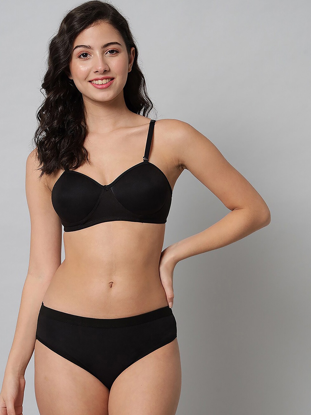

AROUSY Women Cotton Lingerie Set BY_Demi Set_Black_34