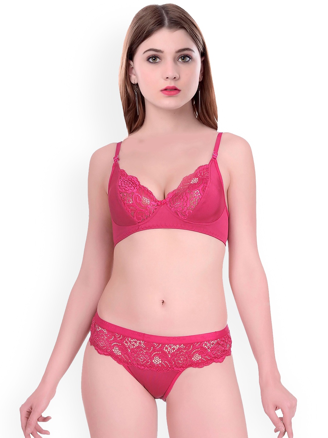

AROUSY Self Design Laced Cotton Lingerie Set BY_Cate Set_Pink_38