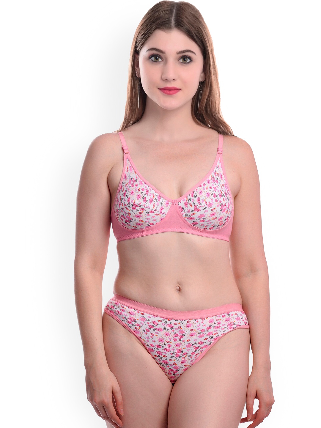 

AROUSY Printed Cotton Lingerie Set, Pink