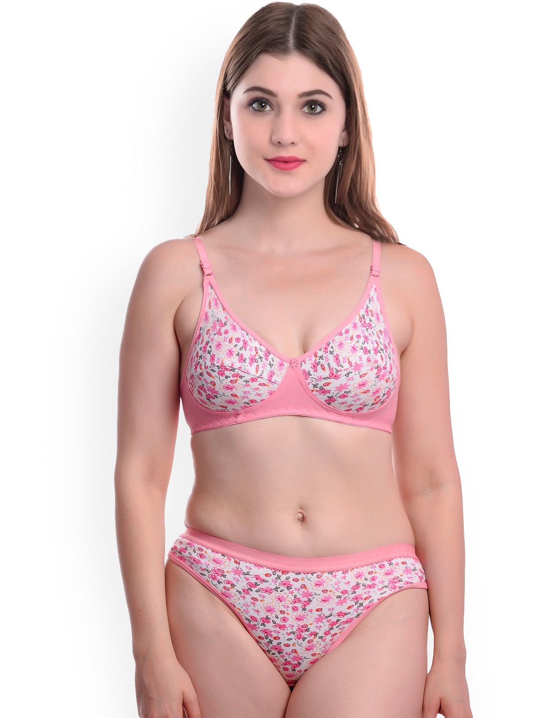 

AROUSY Printed Non Padded Cotton Lingerie Set BY_Madhu Set_Pink_36