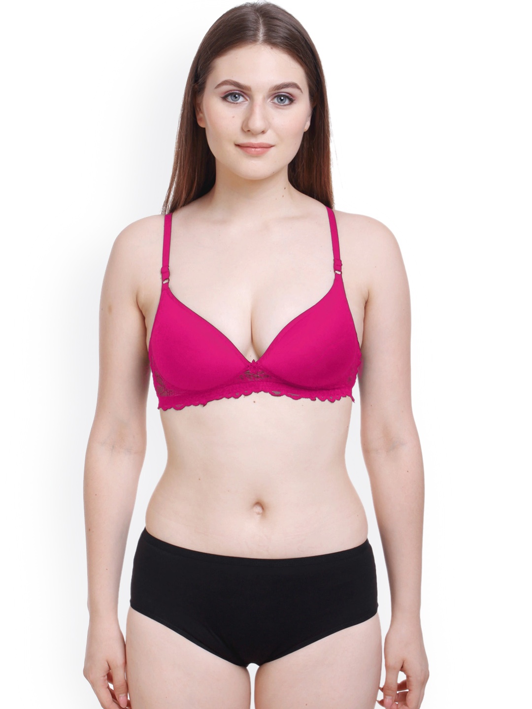 

AROUSY Self Design Cotton Non Padded Lingerie Set, Pink