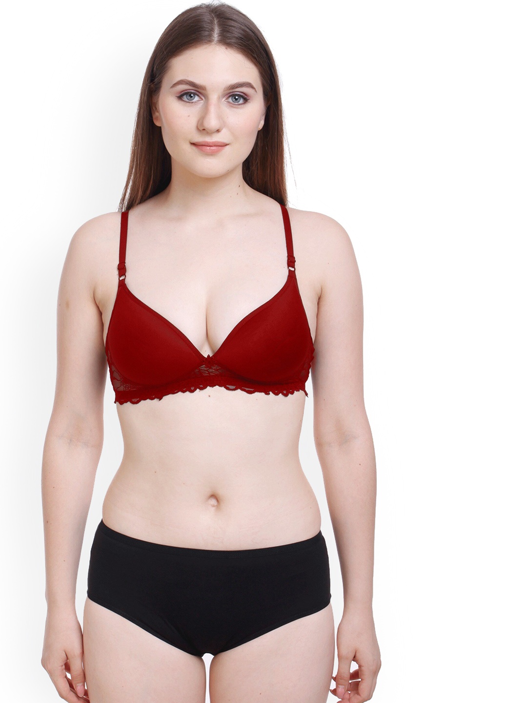 AROUSY Self Designed Cotton Lingerie Set BY_Pd Set_Maroon_40