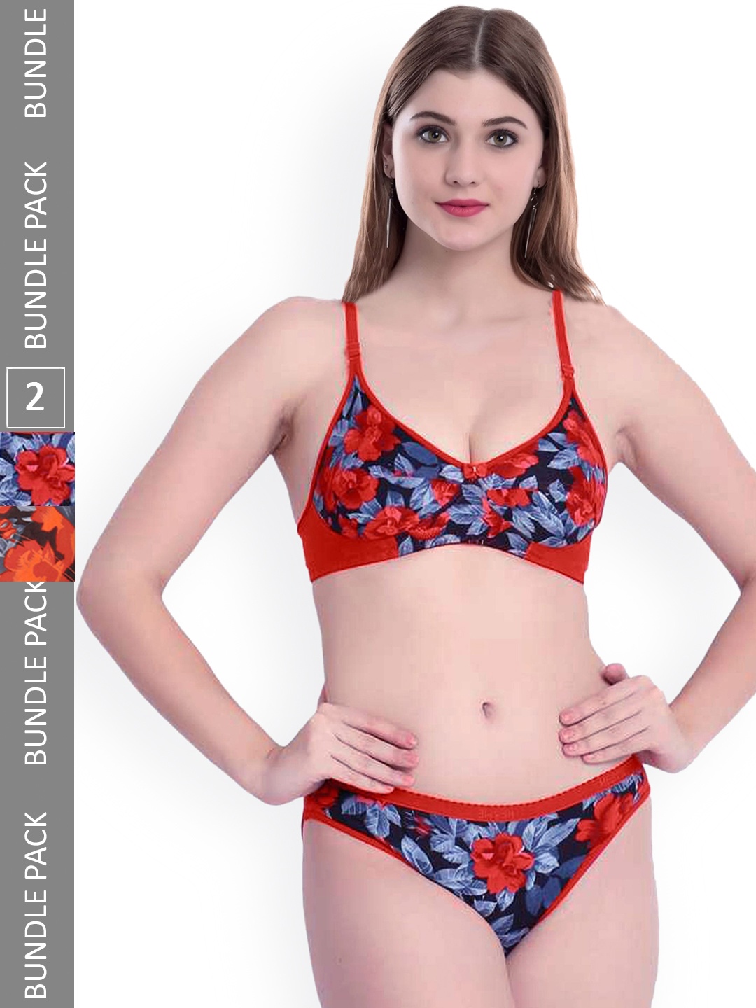 

AROUSY Printed Cotton Lingerie Set BY_Sunflower Set_Red_38
