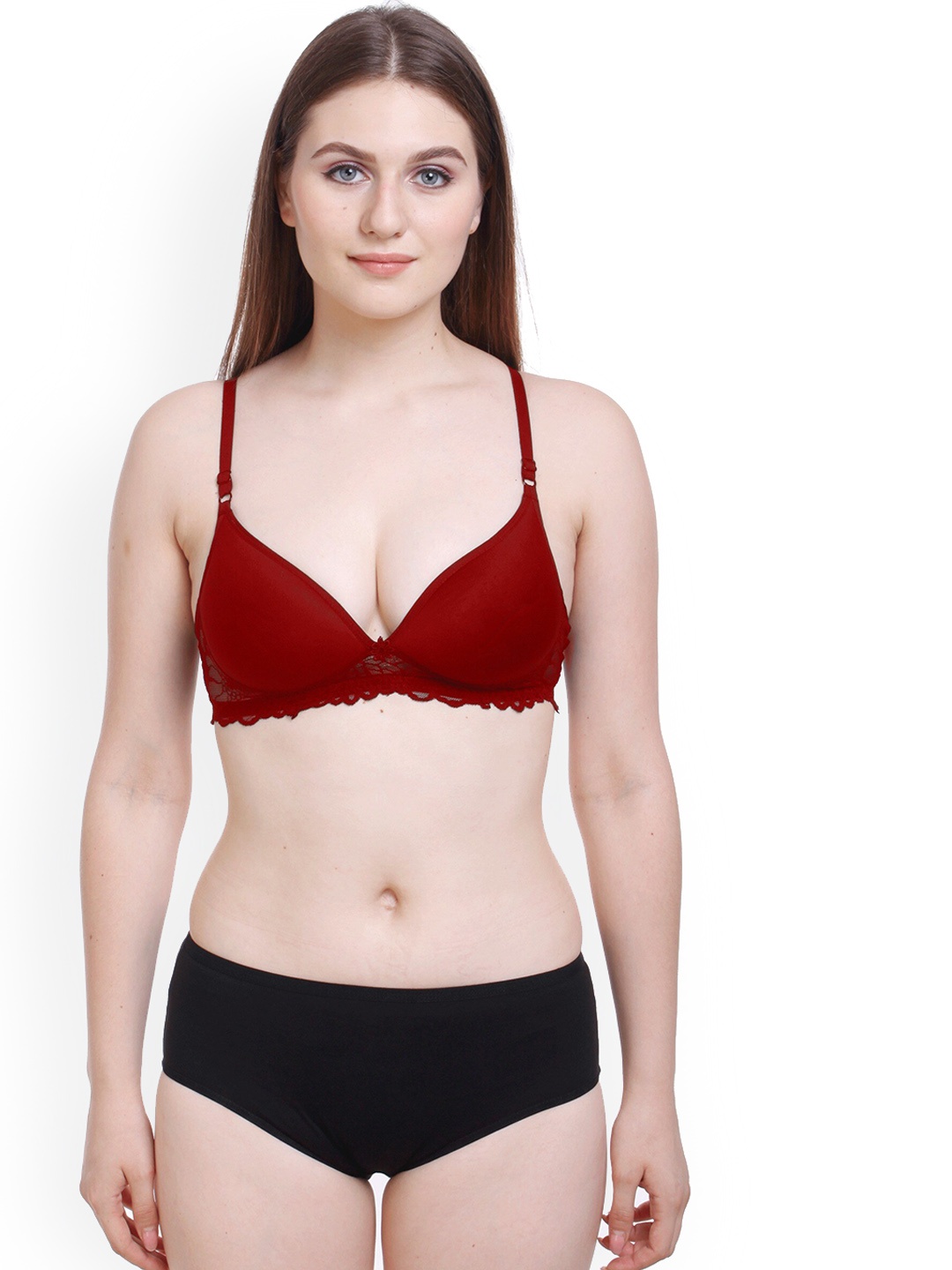 

AROUSY Laced Lingerie Set, Maroon