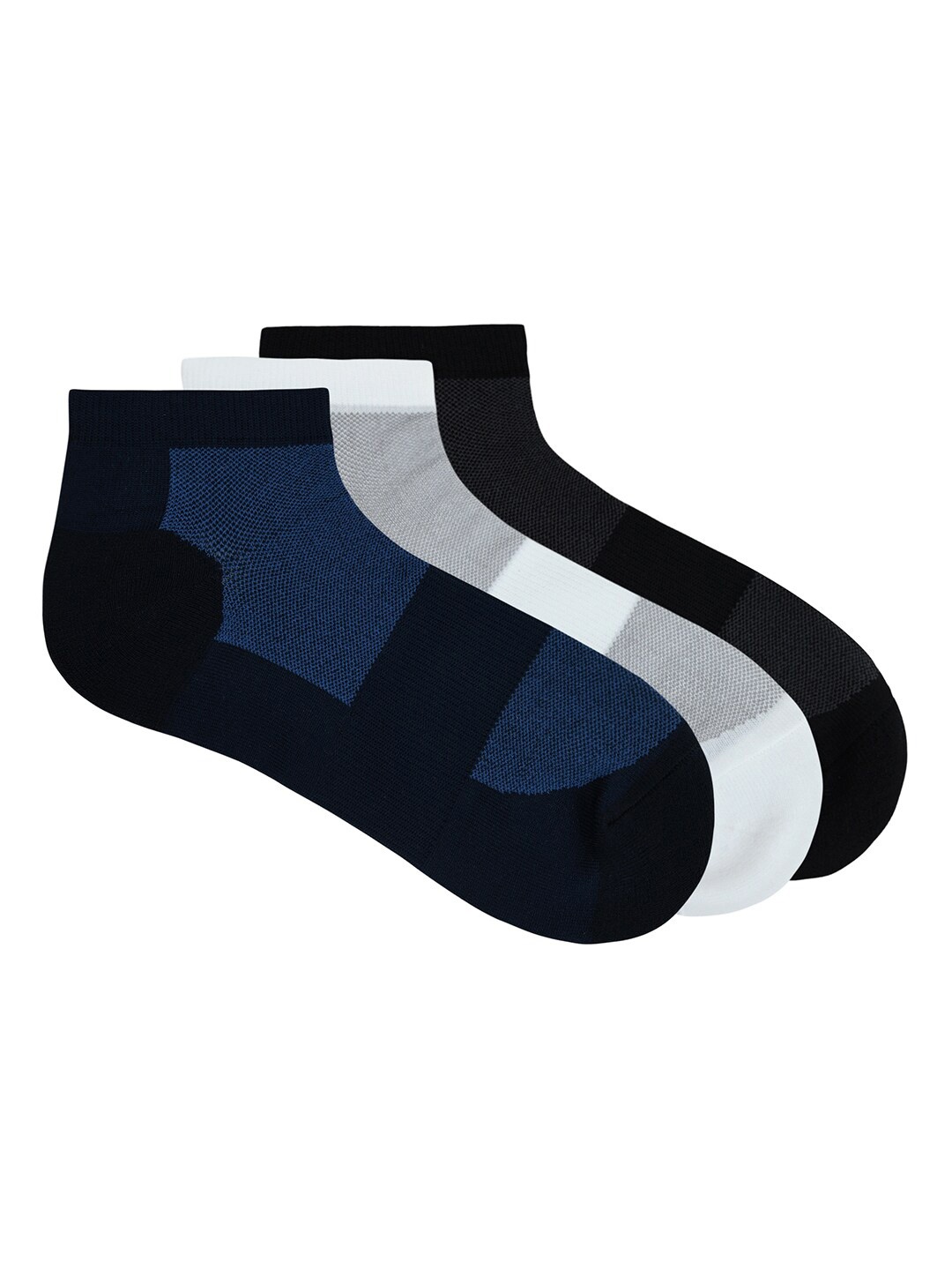 

Balenzia Men Pack Of 3 Patterned Ankle-Length Socks, Black