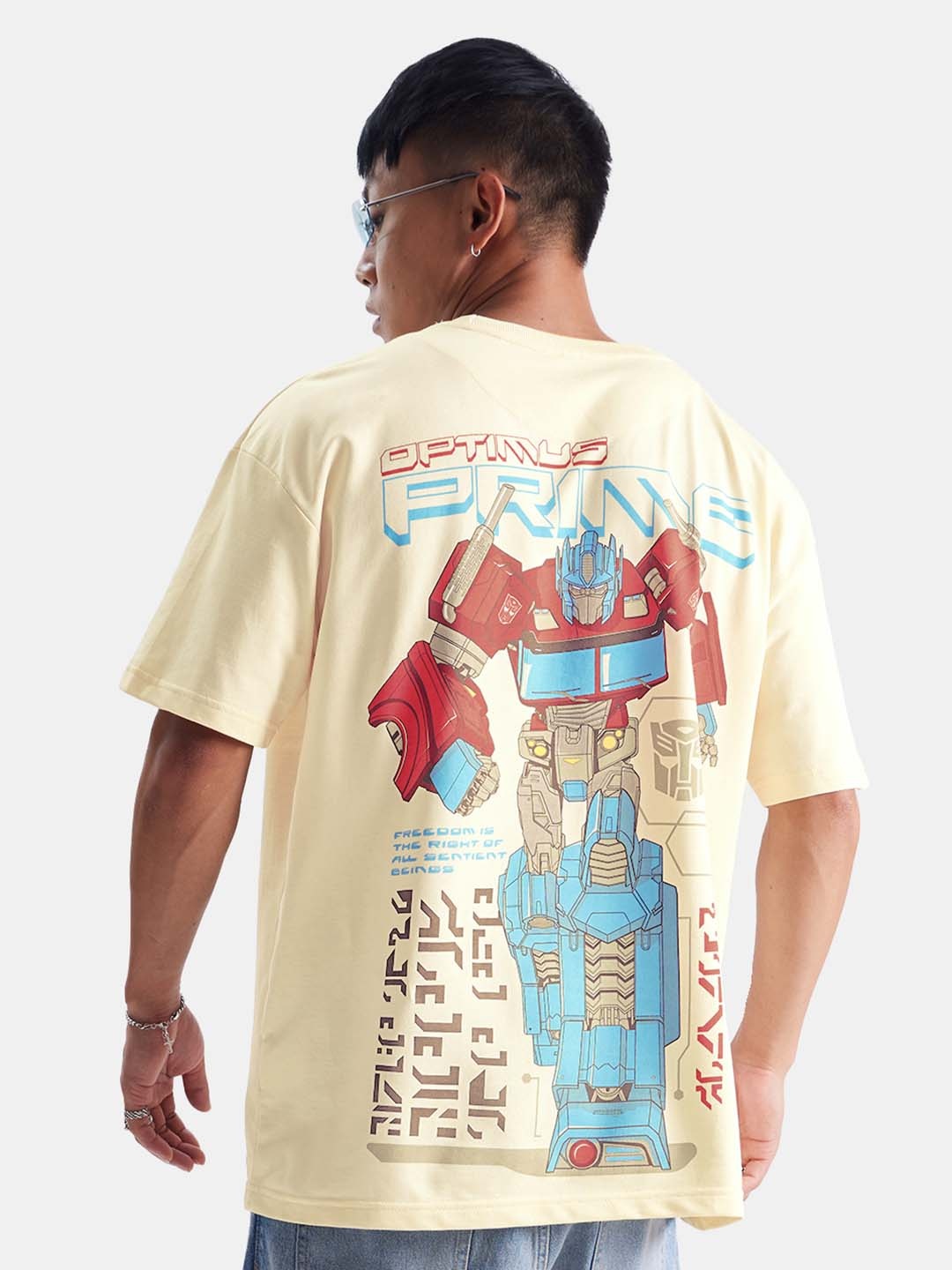 

The Souled Store Cream Coloured Graphic Printed Drop Shoulder Sleeves Cotton T-Shirt