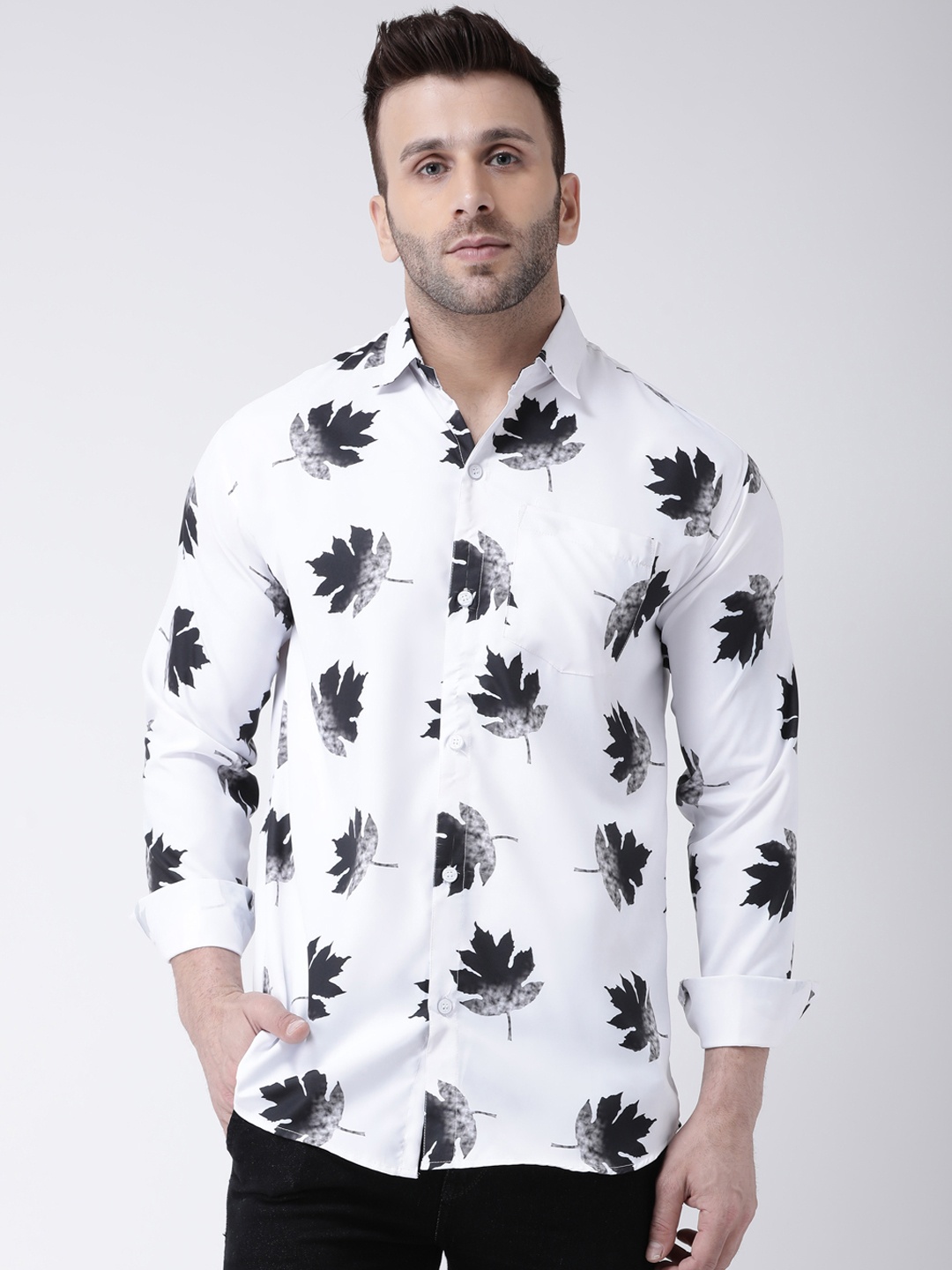 

RIAG Floral Printed Cotton Casual Shirt, White
