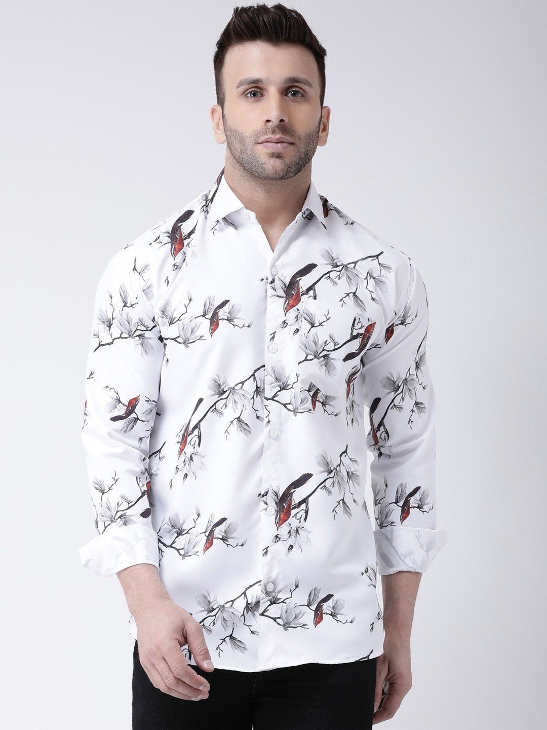 

RIAG Conversational Printed Cotton Casual Shirt, White