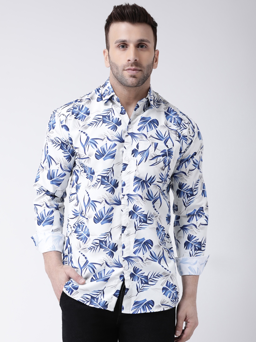 

RIAG Floral Printed Cotton Casual Shirt, White