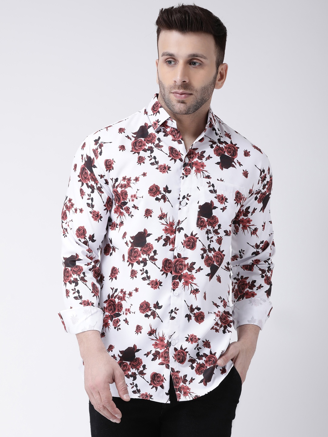 

RIAG Floral Printed Cotton Casual Shirt, White