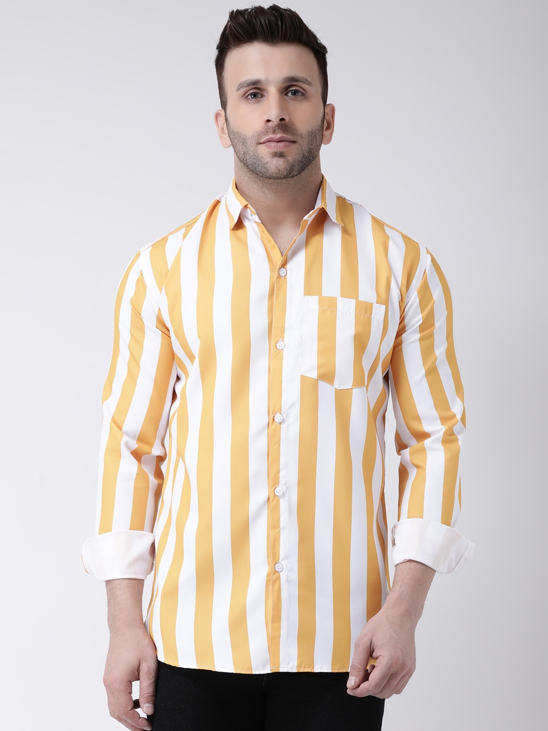 

RIAG Vertical Striped Cotton Casual Shirt, White