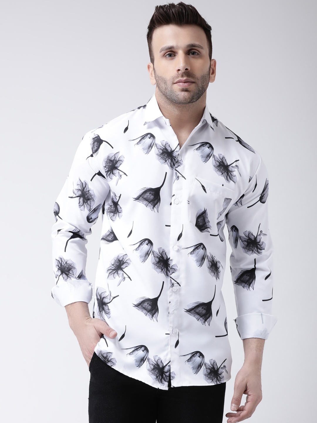 

RIAG Abstract Printed Cotton Shirt, White