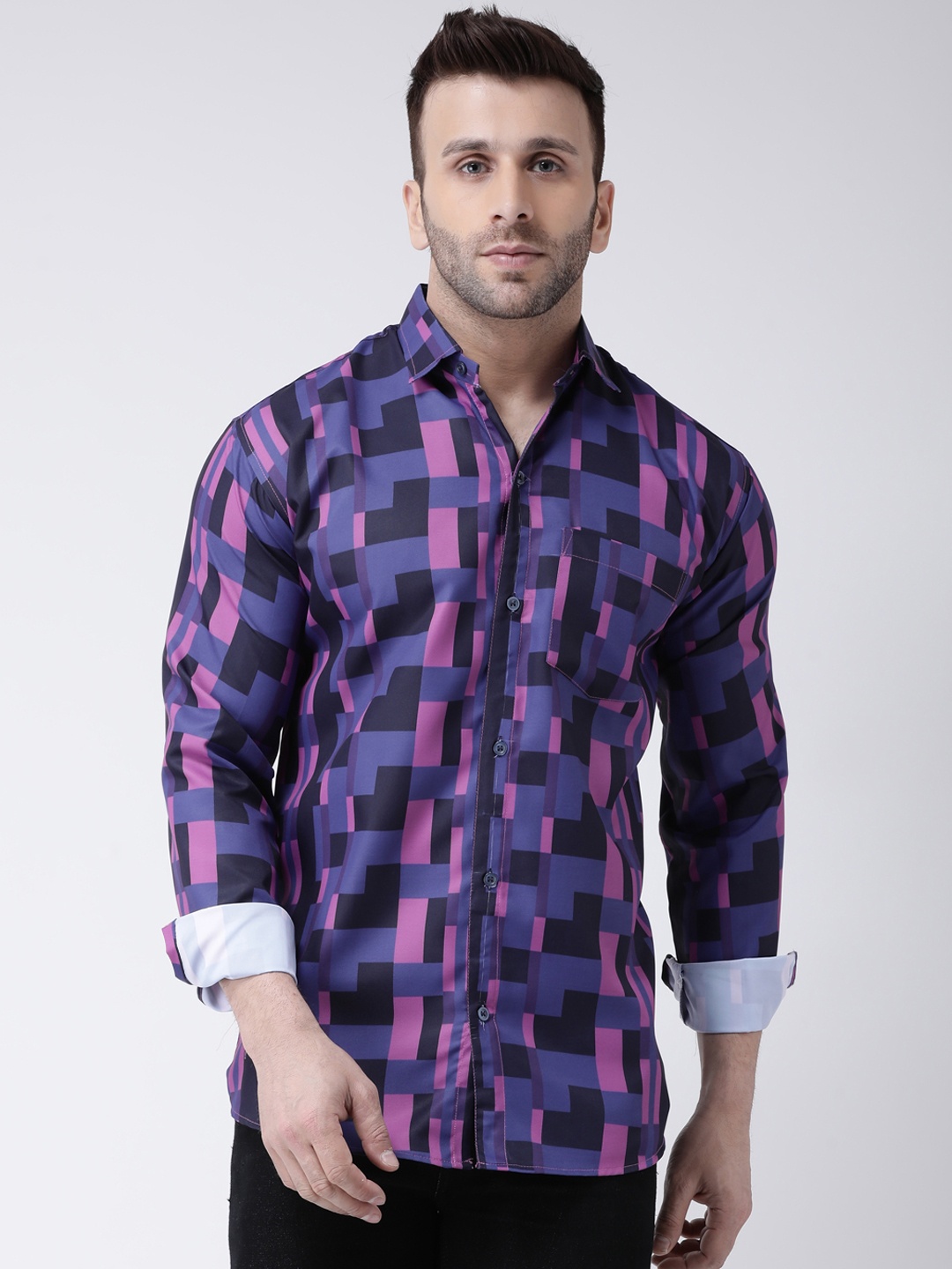 

RIAG Checked Cotton Casual Shirt, Purple