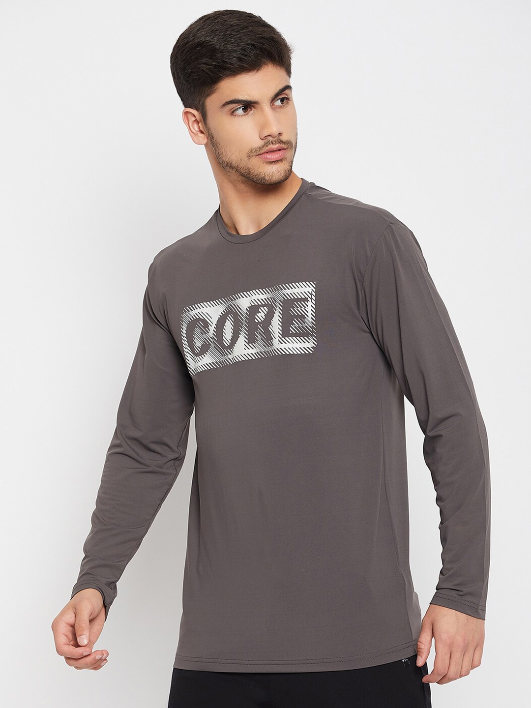

PERFKT-U Typography Printed Long Sleeves Training T-shirt, Grey
