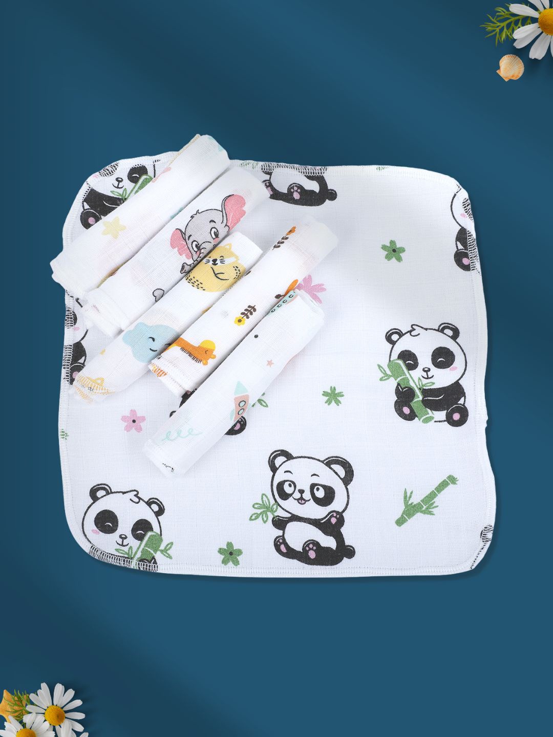 

Baby Moo Infants Set of 6 Printed Highly Absorbent Cotton Nappy, White