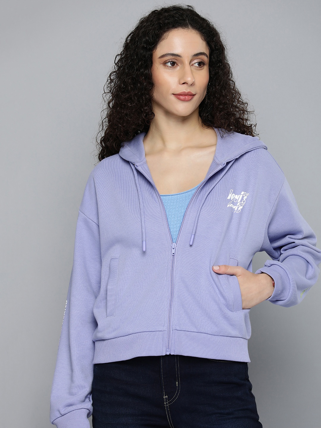 

Levis Solid Open Front Hooded Sweatshirt, Lavender