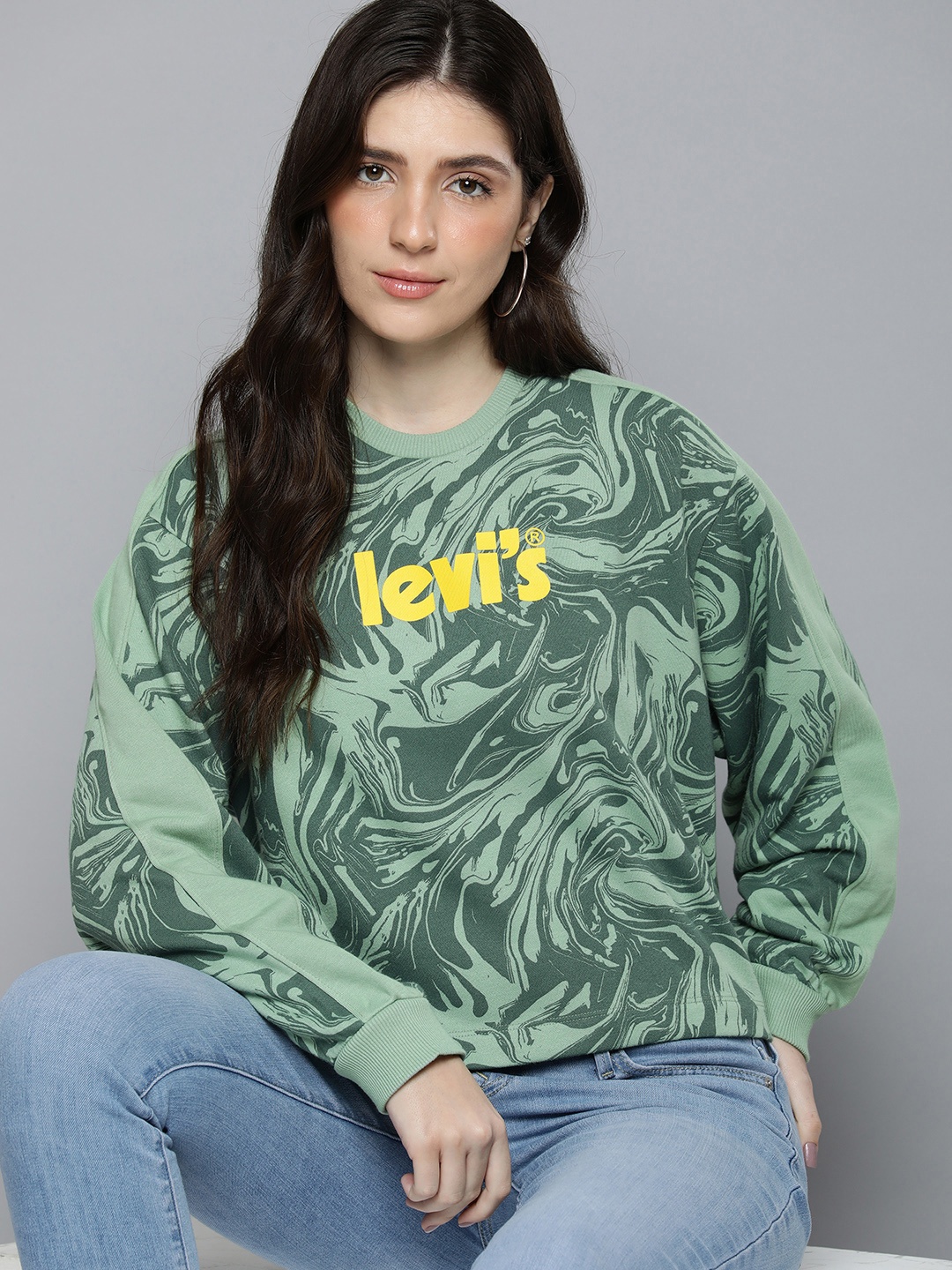

Levis Abstract & Brand Logo Printed Sweatshirt, Green