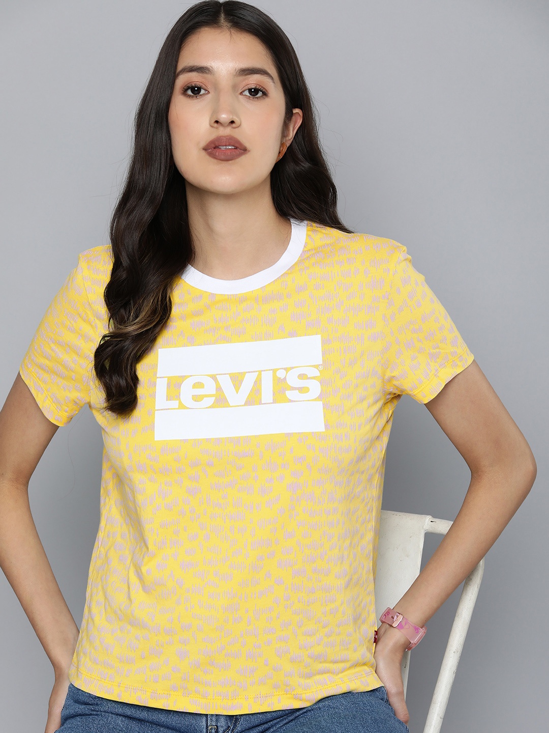 

Levis Brand Logo Printed Pure Cotton T-shirt, Yellow