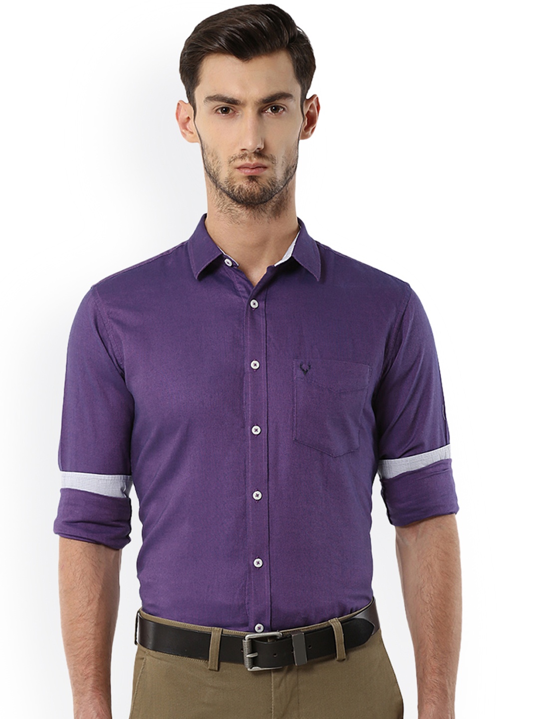 

Allen Solly Men Purple Slim Fit Solid Semiformal Shirt