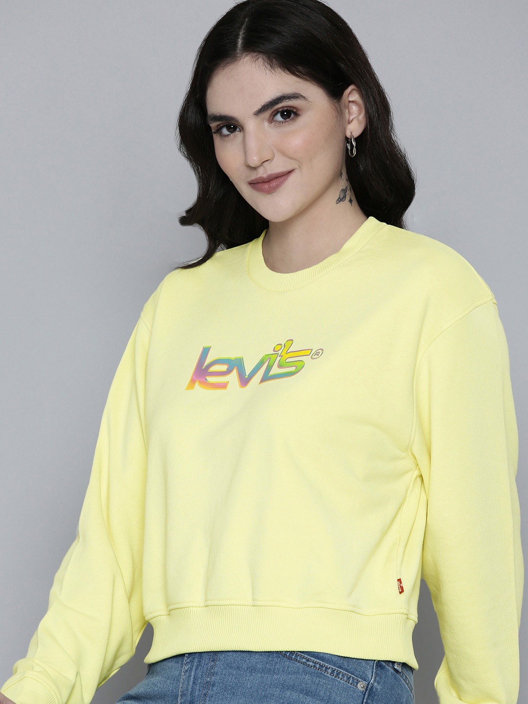 

Levis Women Brand Logo Printed Sweatshirt, Yellow