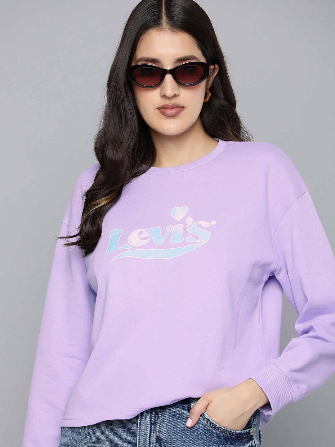 

Levis Pure Cotton Brand Logo Printed Sweatshirt, Purple