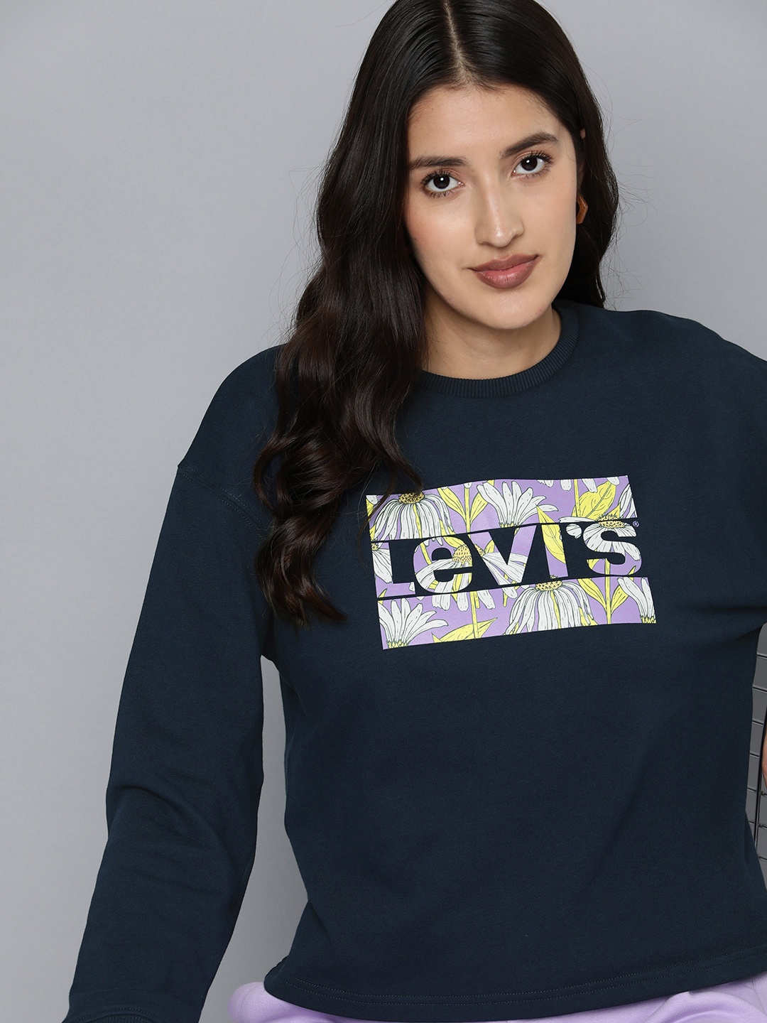 

Levis Pure Cotton Brand Logo Printed Sweatshirt, Navy blue