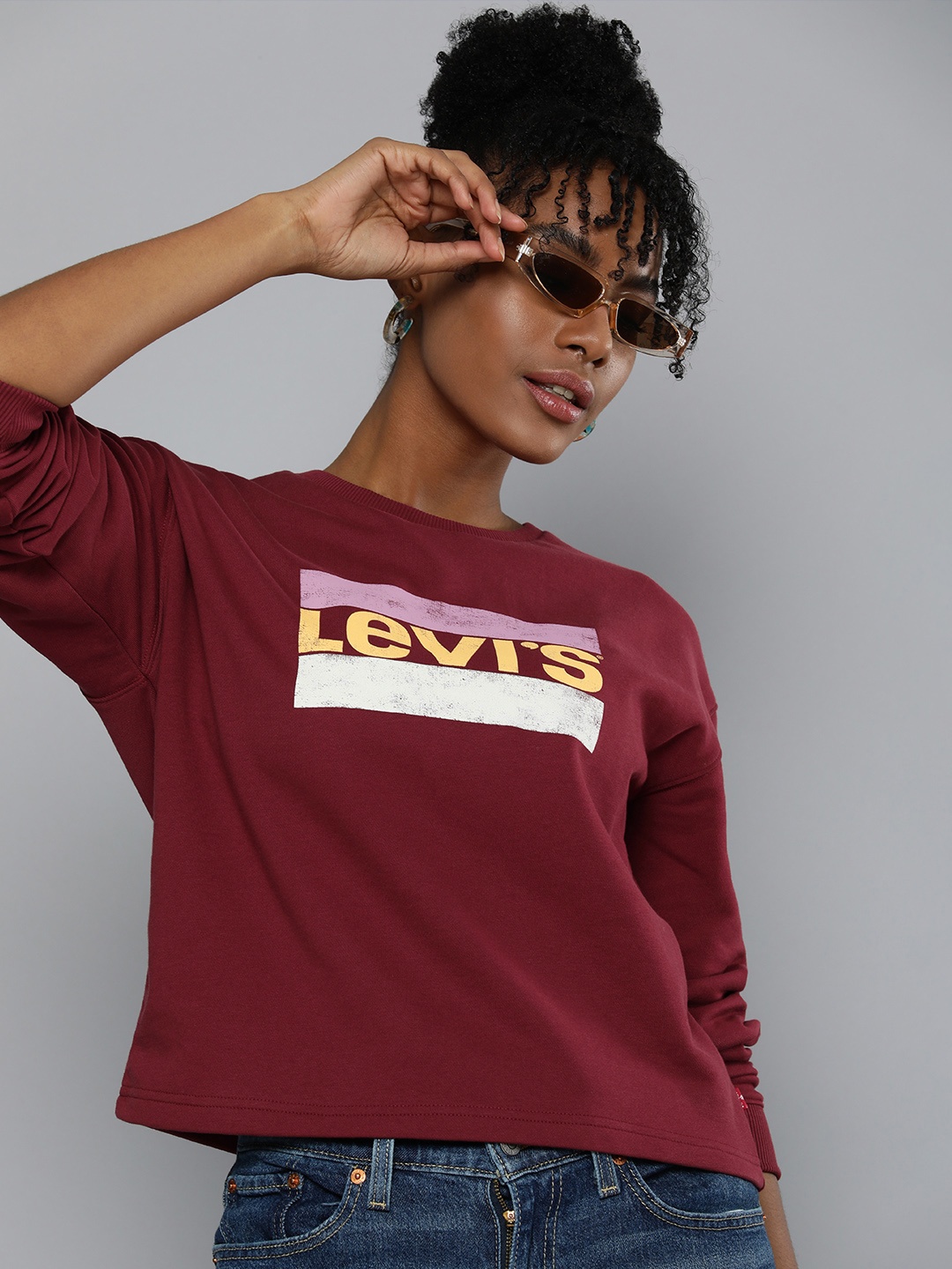 

Levis Brand Logo Printed Pure Cotton Sweatshirt, Maroon