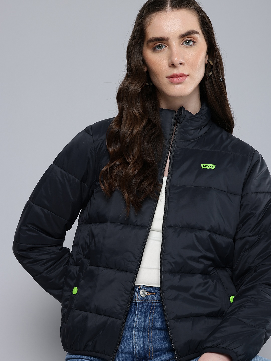 

Levis Long Sleeves Padded Jacket Comes With A Pouch, Black
