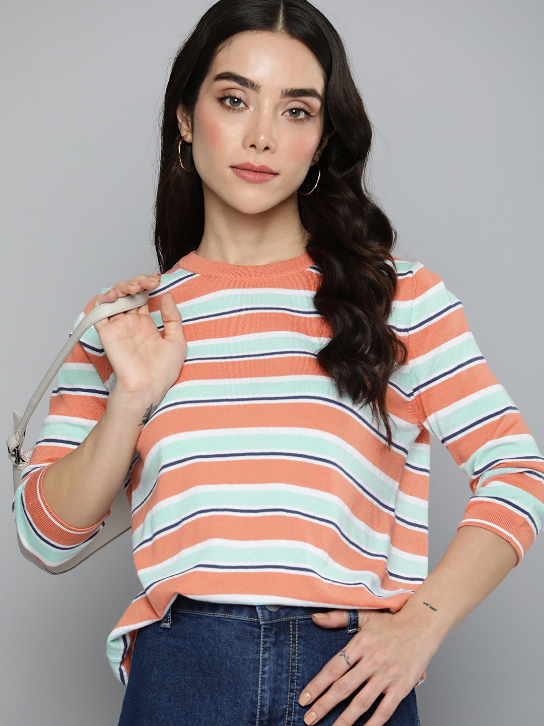 

Levis Striped Round Neck T-Shirt, Peach