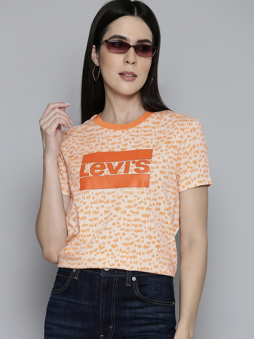 

Levis Brand Logo Printed Pure Cotton T-shirt, Orange