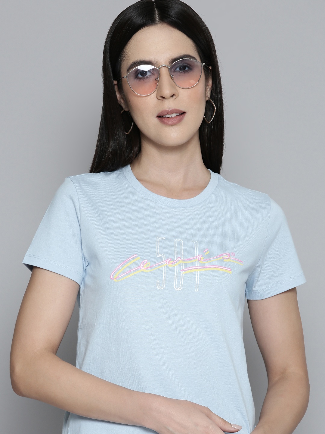 

Levis Brand Logo Graphic Printed Pure Cotton T-shirt, Blue