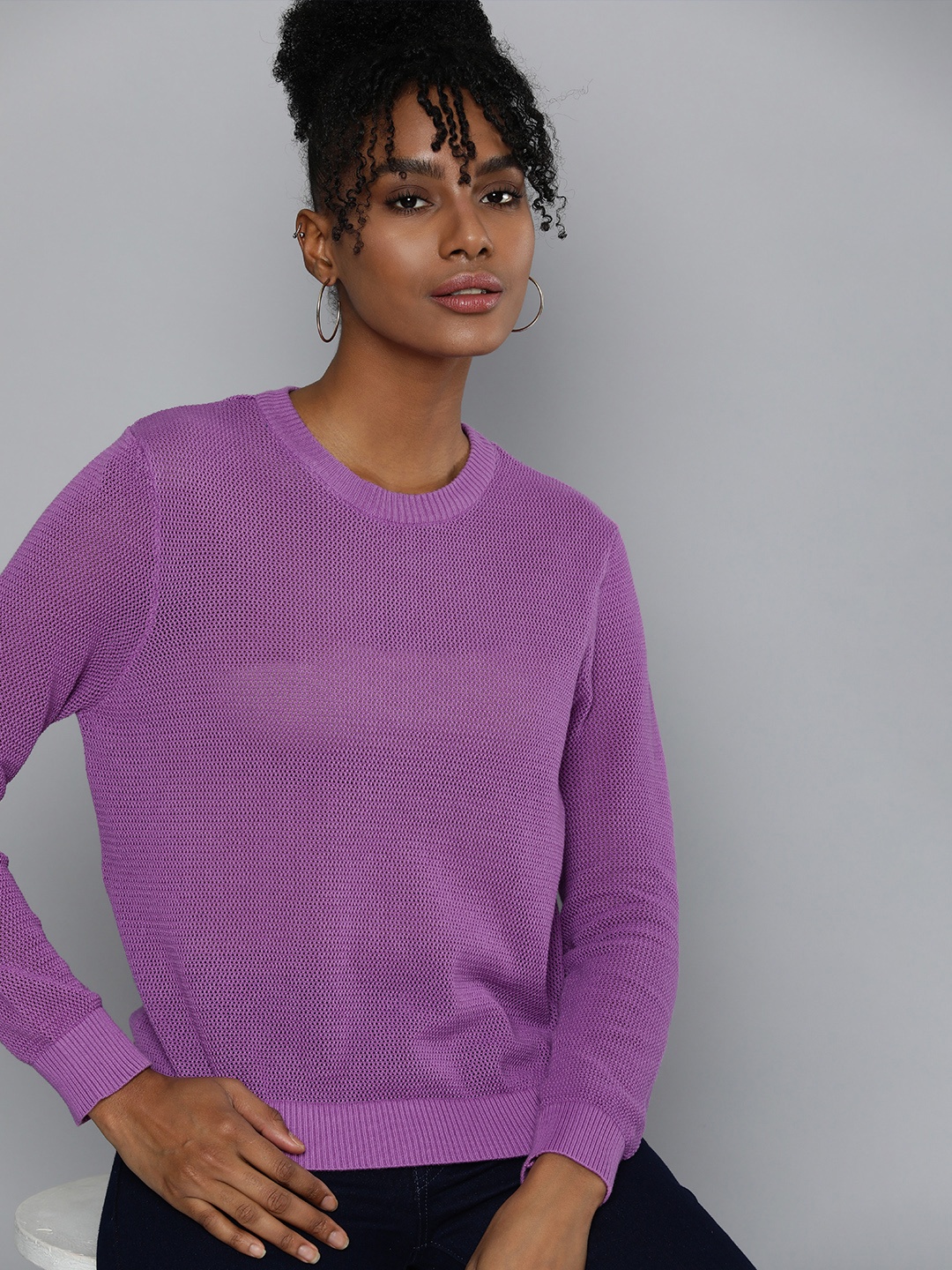 

Levis Self Design Embroidered Pure Cotton T-shirt, Purple