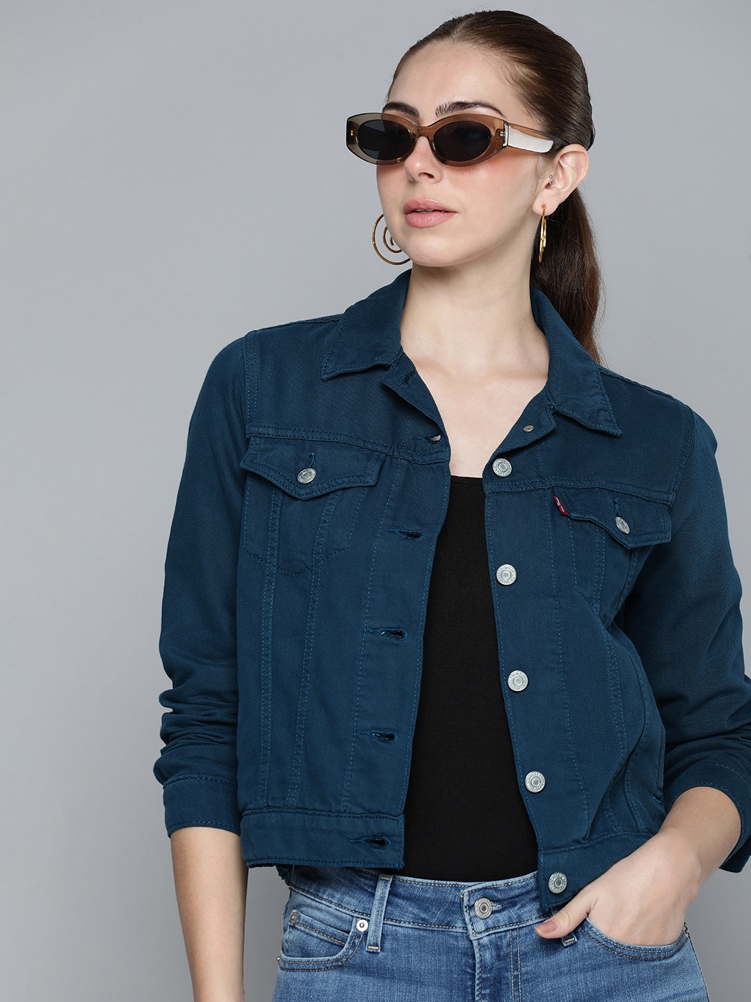 

Levis Spread Collar Long Sleeves Tailored Jacket, Navy blue