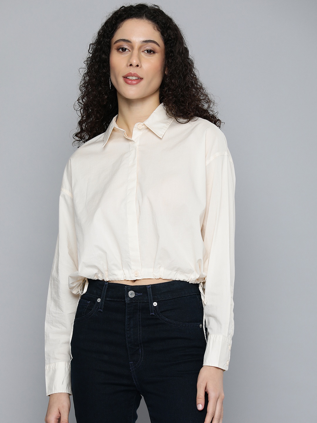 

Levis Pure Cotton Cropped Casual Shirt, Off white