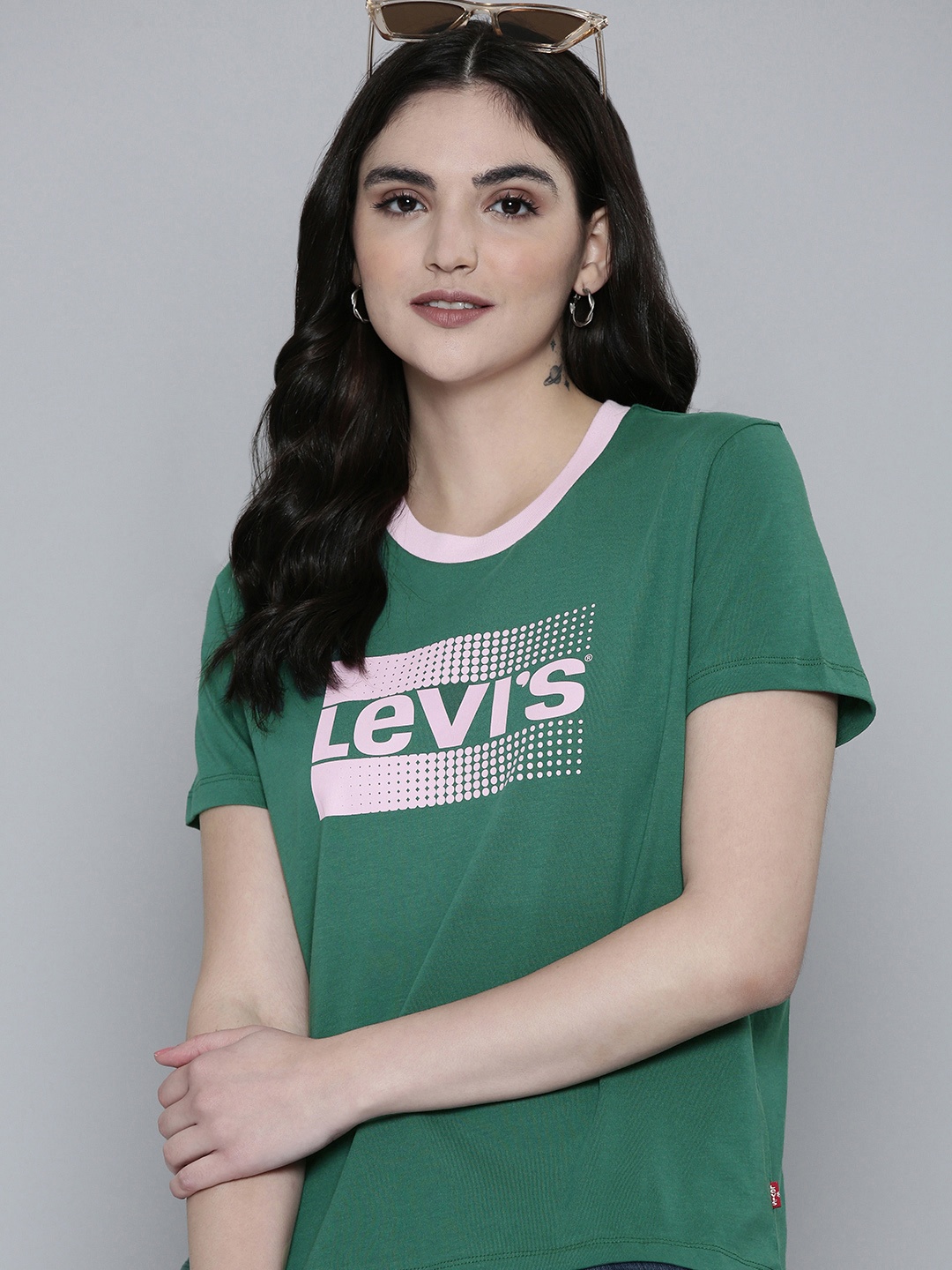 

Levis Brand Logo Graphic Printed Pure Cotton T-shirt, Green