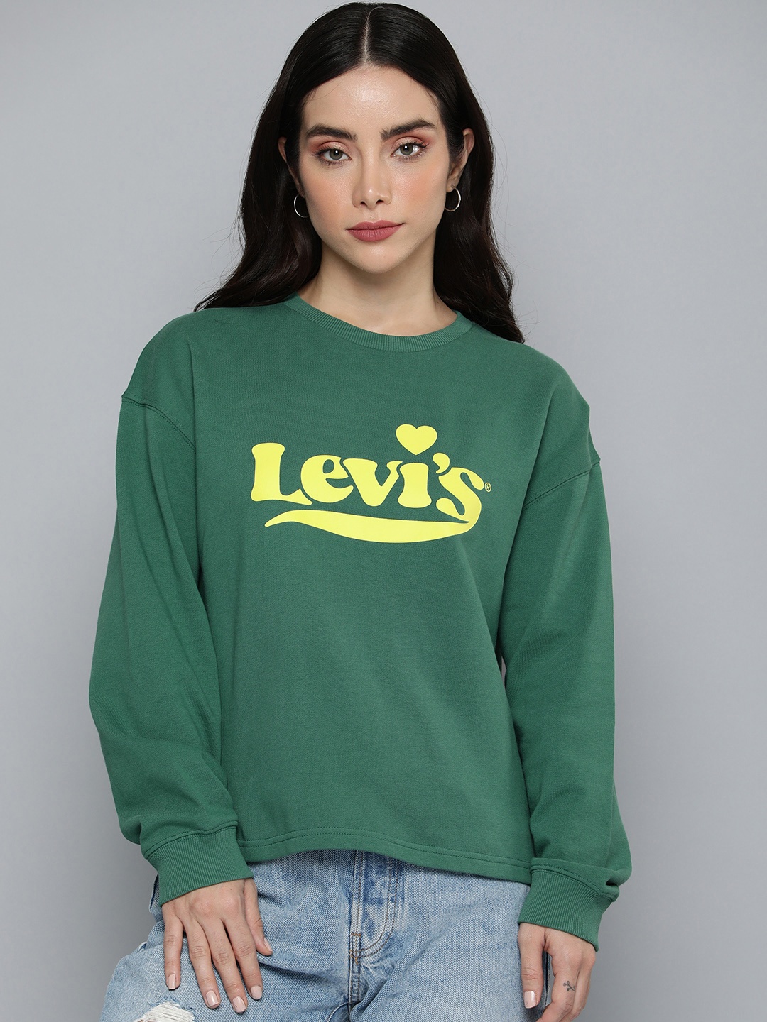 

Levis Round Neck Pure Cotton Brand Logo Printed Sweatshirt, Green