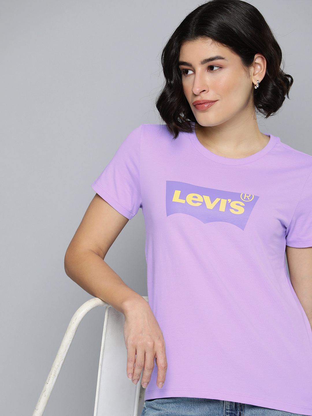 

Levis Brand Logo Printed Pure Cotton T-shirt, Lavender