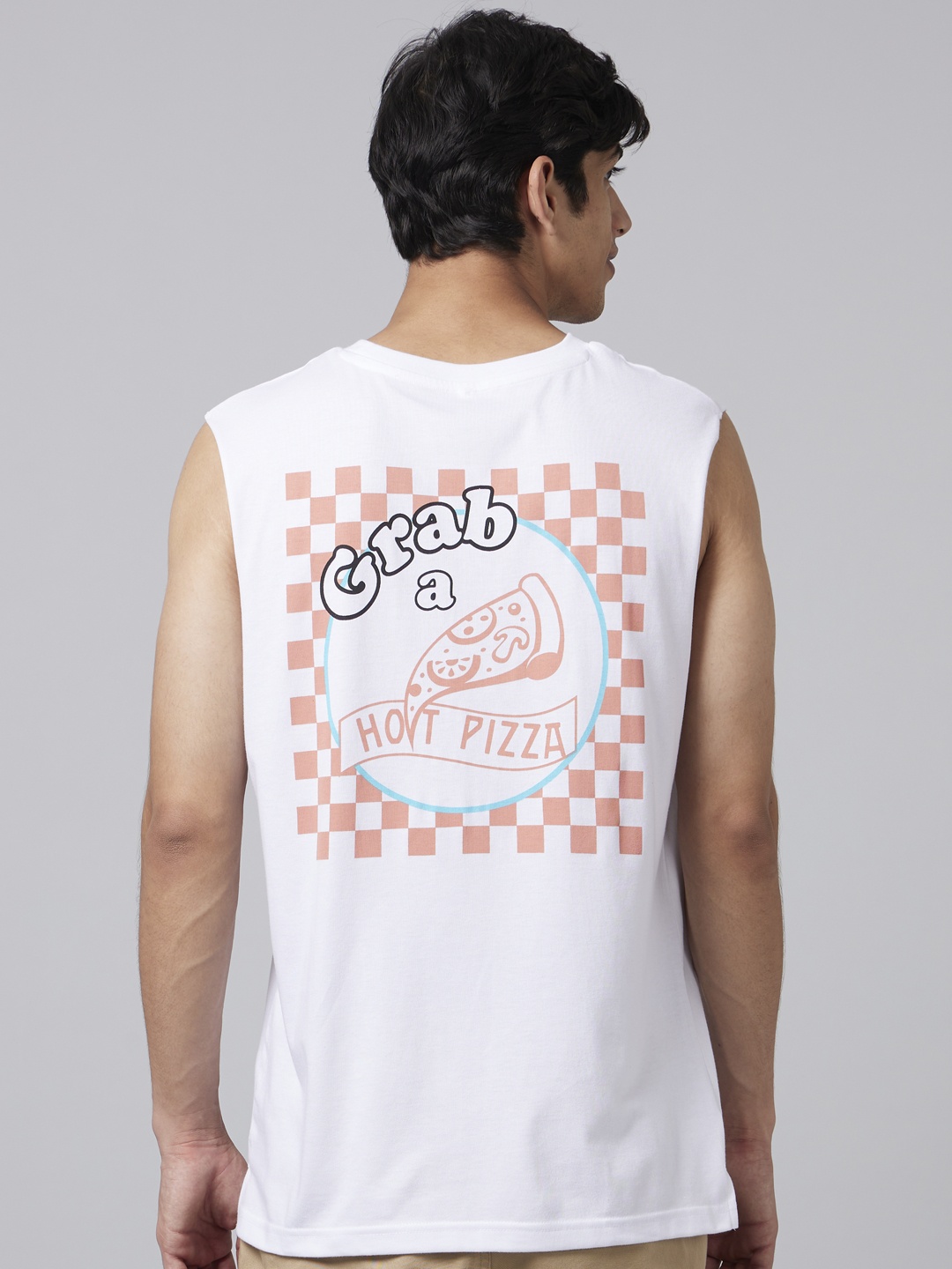 

Smugglerz Typography Printed Sleeveless Cotton T-shirt, White