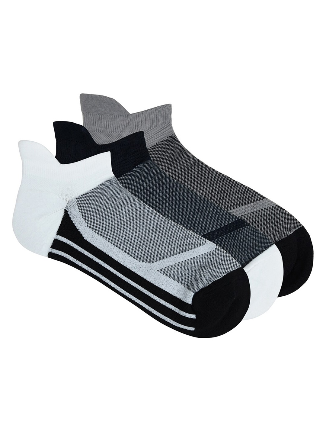 

Balenzia Men Pack Of 3 Color Blocked Lowcut Ankle Sports Socks, Grey