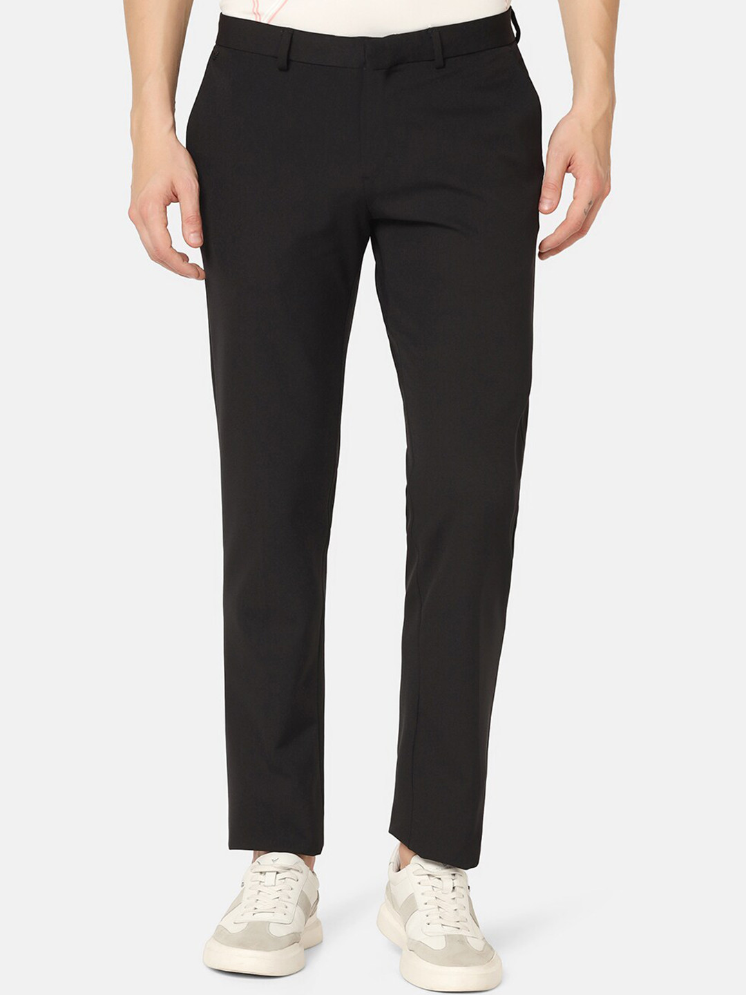 

Blackberrys TechPro Men B-91 Slim Fit Low-Rise Easy Wash Trousers, Black
