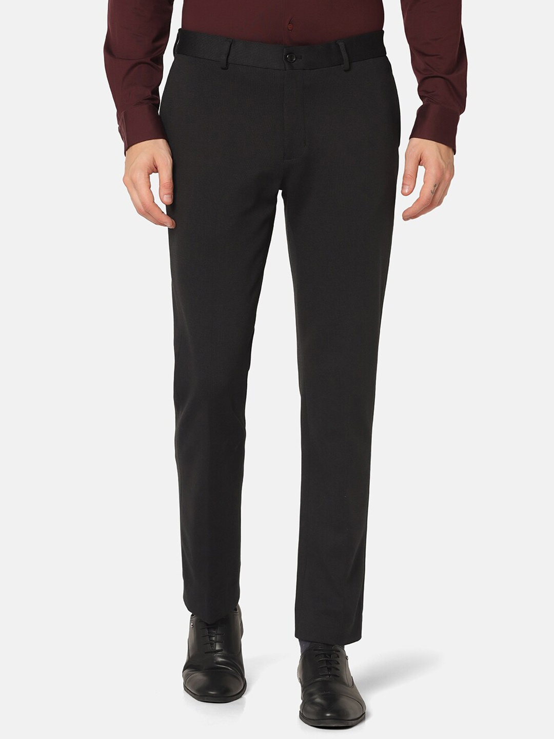 

Blackberrys Men B-95 Low-Rise Chinos Formal Trousers, Black