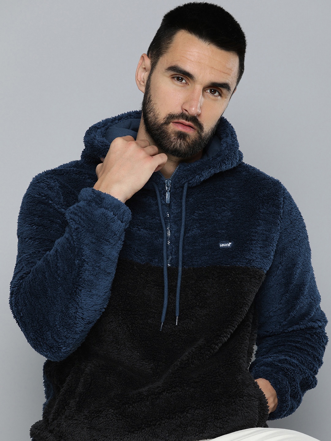 

Levis Men Colourblocked Hooded Sweatshirt, Blue